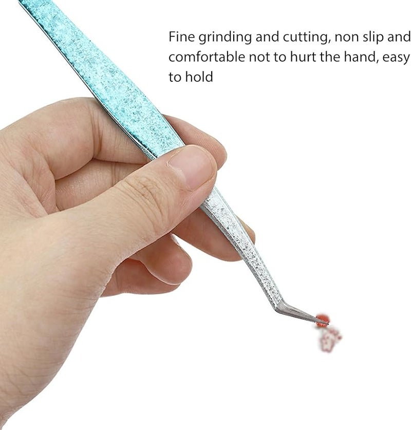 Stainless Steel Nail Art Tweezers 4 Pack With Silicone Pressing Head Fine Point Comfortable Grip - Image 3